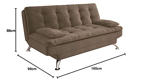 Sofá-Cama 3 Lugares Casal Premium Suede Marrom