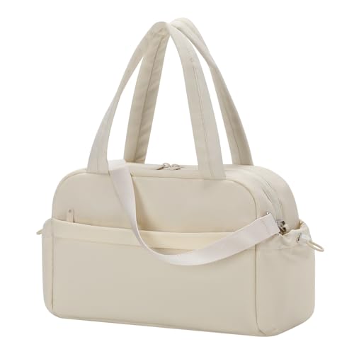 Small Gym Bag for Women - 12inch Mini Tote Bag with Wet Pocket Lightweight Carry On bags for Travel Sport - Beige Beige 12inch