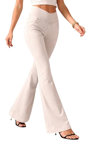 Image of ADBUCKS Women High Rise Flared Jeans High Waisted Bell Bottom Jeans Trendy Stretchy Flare Jeggings with Pockets