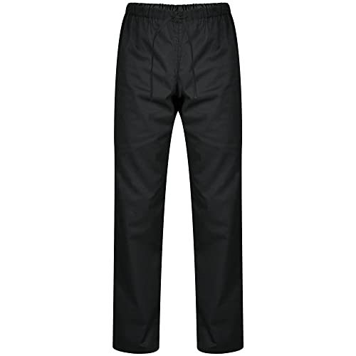 PALLTEX Carlo - Pantalones de cocinero para hombre y mujer, con cintura elástica con cordón, Negro , 116 cm Cover