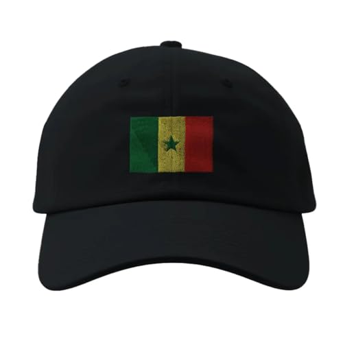 Casquette drapeau du Sénégal noir : accessoire ethnique ajustable