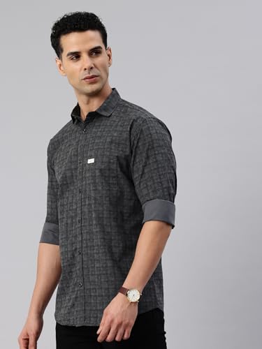 Image of Majestic Man Cotton Checkered Slim Fit Casual Shirt For Men