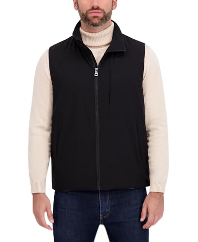 Nautica Men's Lightweight Mechanical Stretch Softshell Vest – Water-Resistant Transitional Layer, Black, Medium