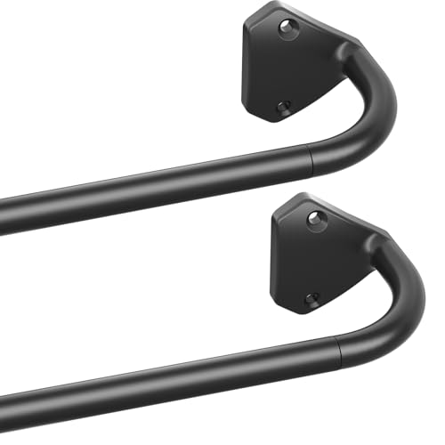 GXOACKJ Black Wrap Around Curtain Rods for Windows 28 to 60 inch,2 Pack 5/8 inch Adjustable Wrap Around Curtain Rod, Blackout Rods for Bedroom & Outdoor