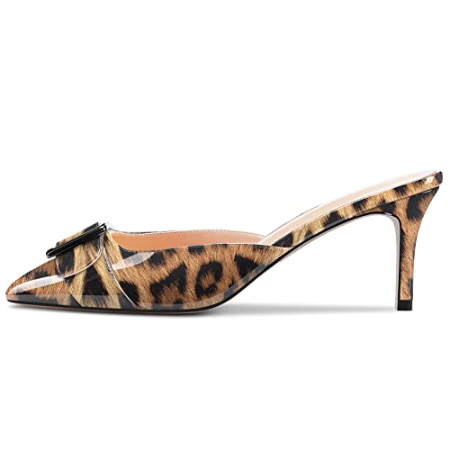 Aachcol Women Slip-on Pumps Pointed Toe Stiletto Low Kitten Heel Dress Shoes Patent Wedding Shopping 2.5 Inch2