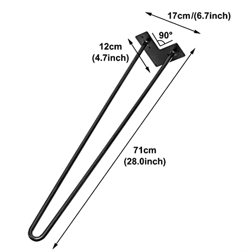 Signstek 28 Inch Metal Hairpin Table Legs, Replacement Furniture Legs Set Of 4 For Diy Coffee Tables, Modern Desks, Night Stands, Etc With Heavy Duty Iron And Industrial Design, Two-Rod, Black #TOP4