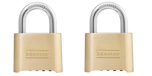 Image of Master Lock Brass Combination Padlock for Indoor and Outdoor use with Resettable Combination for Gym Locker, Gate, Fence, or Shed Lock, 175D (Pack of 2)