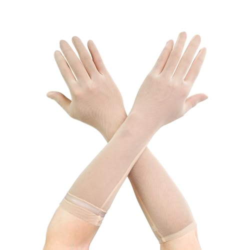 Luwint Non-slip Tulle Mesh Elbow Length Gloves for Women Teen Girls Opera Dress Party Costume