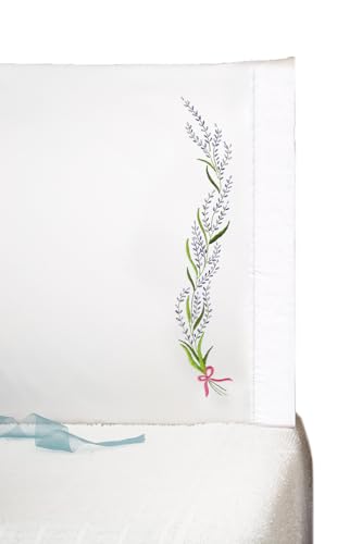 Lavendar Stamped for Embroidery Pillowcases - Set of 2