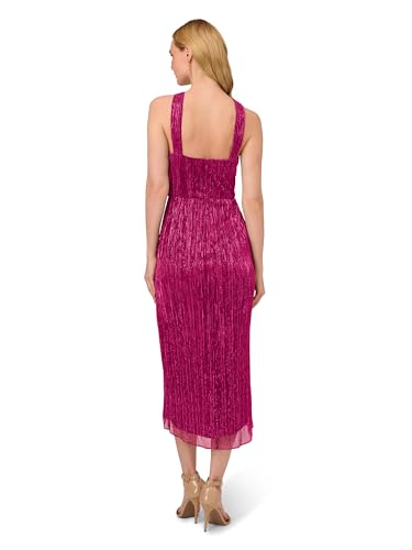 Image of Adrianna Papell Women's Halter Crinkle Metallic Dress