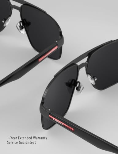 Image of LUENX Aviator Sunglasses for Men Square Polarized Polygon Lens - UV 400 Protection with Accessories