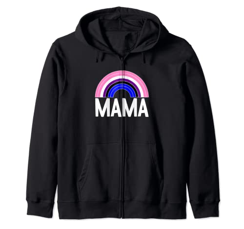 Genderfluid Mama Rainbow LGBT-Q Cool Pride Flag Color Mom Zip Hoodie