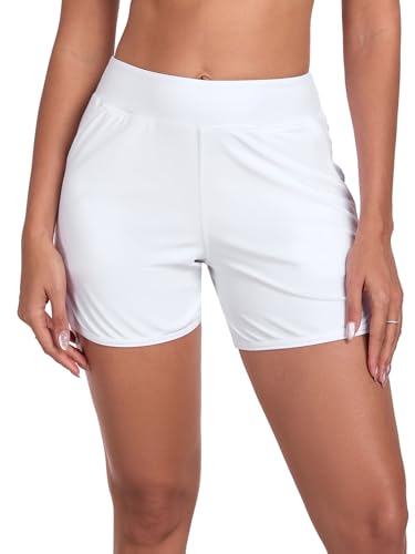 Colloyes Women's White 5" Board Shorts UV Sun Protection Size XX-Large