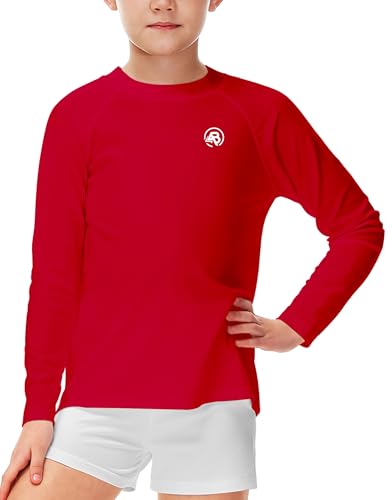 Image of AOBUTE Unisex Kids Rash Guard Long Sleeve SPF 50+ Sun Shirt UV Protection Swim Shirts 3-12 Years