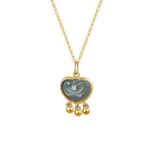 Mignon collier de serrure de jade et argent cadeau femme