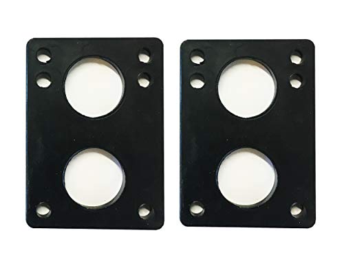 Image of VJ Longboard Skateboard Riser Pads, Rubber, Set of 2, Size 3mm (1 /8 inch) 6mm (1 /4 inch) 12mm (1 /2 inch) 14mm Angel Wedge Riser Pads, Black