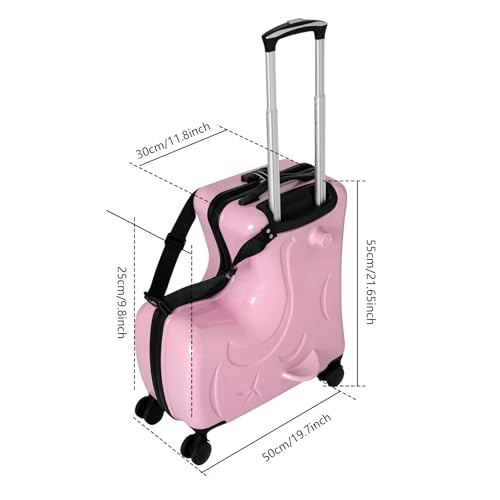 20" Kids Suitcase Luggage Kids Ride On Suitcase Children Travel Suitcase with Sturdy Spinner Wheels (Pink)2