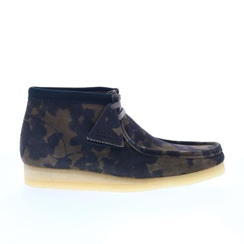Image of Clarks Men's Wallabee Boots Black /Khaki Floral Suede 10.5 Medium