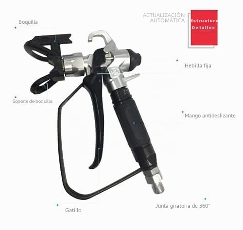 Pistola Pulverizadora de Pintura sin Aire 517 de Alta Presión Punta 1/4-18NPSM Entrada 3600PSI de Aleación de Zinc Galvanizado de Cobre