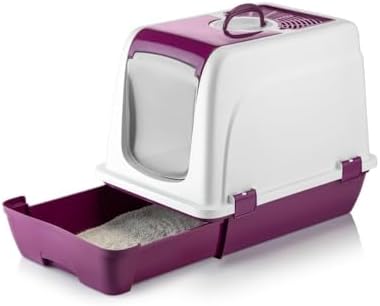 KAPALI KEDİ TUVALETİ ORTA SÜRGÜLÜ (MOR) - Görsel 2