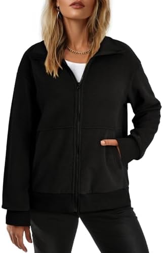 Dokotoo Women's Lightweight Full Zip Soft Fleece Jacket 2025 Casual Sweatshirts Coat with Pockets