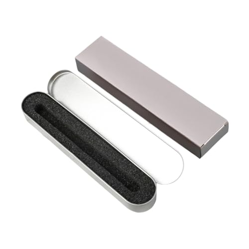 ＫＬＫＣＭＳ Estojo de metal para lápis, caixa de papelaria, latas vazias com dobradiça, porta-canetas para borrachas, pincéis, Forro de Esponja Prateada