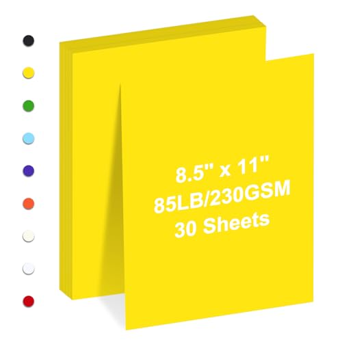 Cardstock 8.5 x 11  Cardstock Paper 85 lb/230 gsm Yellow Card Stock for Printer Drawing Gift tags Invitations Cards etc (Yellow 30 Sheets)