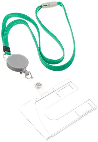 ライオン事務器 名札 つりさげIDカード用 ハード リール付 N-200SR-G グリーン