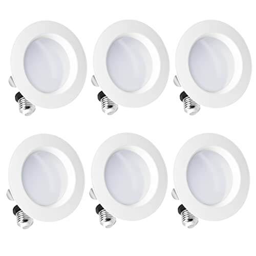 INFIBRITE 4 Inch 5000K Daylight 9W 750LM Recessed Retrofit LED Sleek Series Downlight Kit (Includes E26 Connector), Dimmable, Wet Rated (6 Pack)