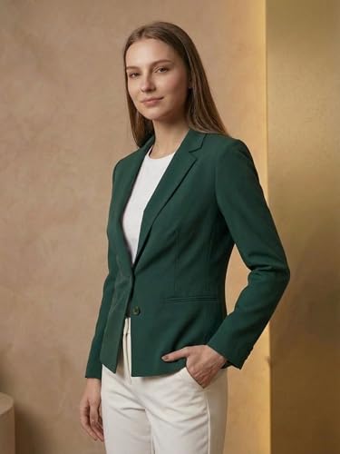 Image of ROCKSY Black Smart Casual Formal Blazer for Women, Regular Fit Stylish Blazer for Women