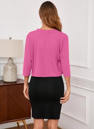 Image of Iandroiy Women's 3 /4 Sleeve Shrugs Lightweight Open Front Cropped Cardigan for Women