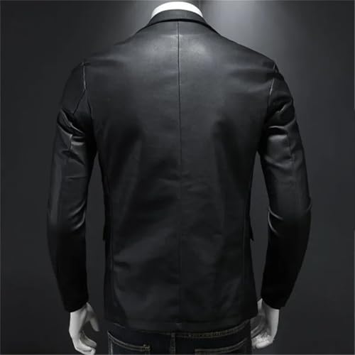 Men's Casual Leather Dress Suit Coat Casual Pu Blazer Jackets3
