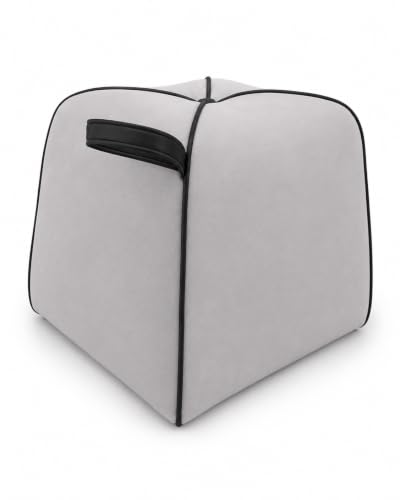 Image of CASASTYLE Signature Velure Suri Accent Pouf | Boston Fabric | 40D High-Density Foam | (Light Grey) | Footrest, Vanity Ottoman & Accent Seat for Home, Office & Hotel