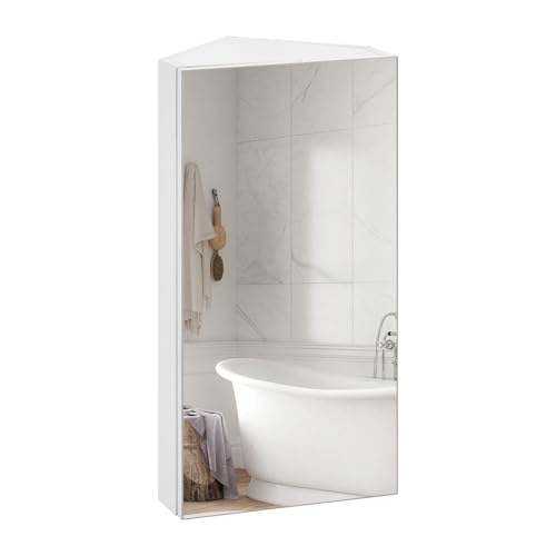 TUKAILAi Armoire de Salle de Bain d'angle avec Miroir 30 * 24 * 60 CM, Armoire de Toilette Rangement...