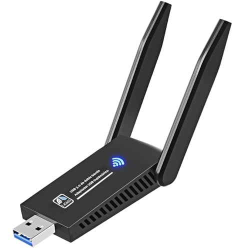 Redes, Wireless MOCOFLY Adaptador WiFi USB de 1300Mbps, Antena WiFi USB de Tarjeta de Red Inalámbrica, Adaptador Receptor WiFi 5dbi 802.11, para PC, Tableta, Computadora...