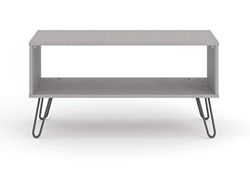 Home Source Rectangle Coffee Occasional Living Room Table with Storage, Engineered Wood, Grey, Open Shelf