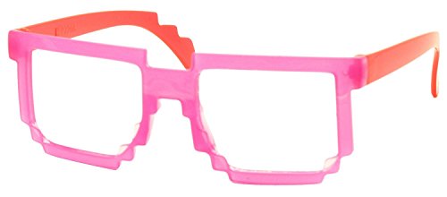 FancyG Retro Classic 8-Bit Pixel Geek Gamer Pixelated Glass Frame for Kids NO LENS