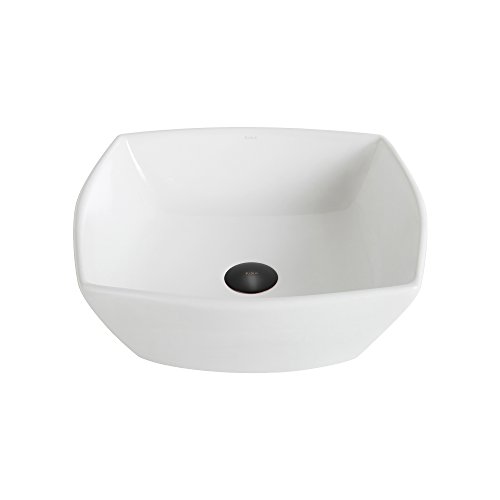Kraus KCV-126-ORB Elavo Bathroom Vessel Sink with Pop Up Drain, 16.5 Inch, Oil Rubbed Bronze/White