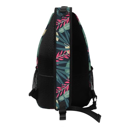 Crossbody Sling Leaves Pattern Backpack Chest Bag Waterproof Daypack Fanny Pack Cross Body Bag for Women Men Travel Shopping Leisure Sport4