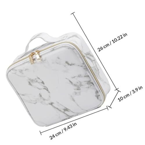 Bolsa para maquillaje grande y ligera, neceser portátil de mármol para viajes 2