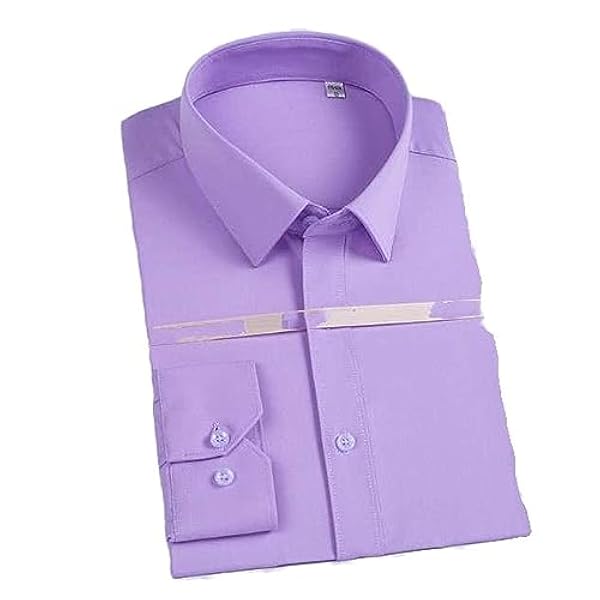 Enfärgad Affärsskjorta För Män, Klassisk Bambufiberstretch Professionell Formell, Strykfri Långärmad Skjorta Med Smal Passform, Bekväm Mjuk Kontorsskjorta För Lättskött