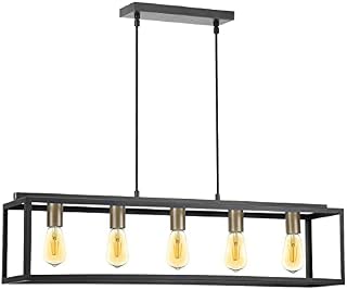 BESTIELAM Pendant Lighting, Modern Industrial Chandelier with 5 Light, Ceiling Lights, 60W Matte Black Frame Island Lighting for Foyer, Pool Table Light, Dining Room, Farmhouse, Club (Without Bulbs)