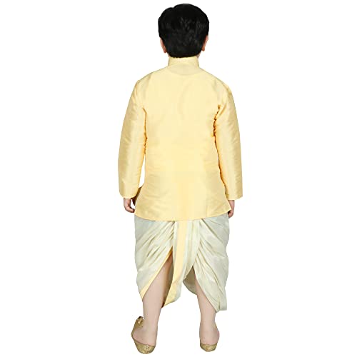 Image of SG YUVRAJ Boy's Raw Silk Kurta Dhoti Set