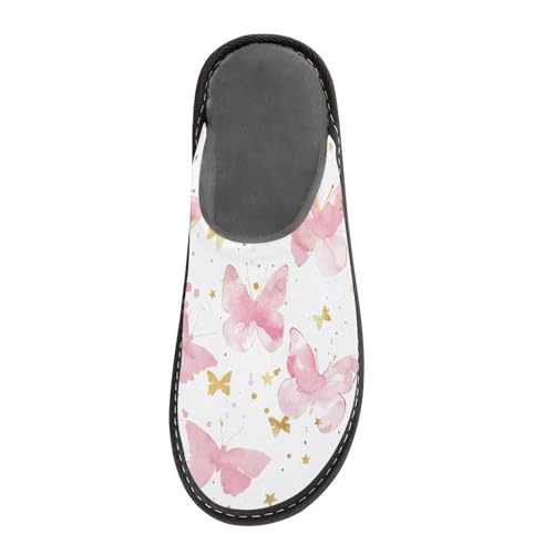 Butterflies White Soft Non Slip Outdoor House Shoes, Memory Foam Slip On House Shoes for Men Size 4-53