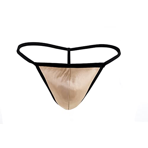 Men's Pure Silk Satin G-String Thong Panties Pouch Sexy Briefs Soft Healthy Basic Bikini Breathable Underwear 3Pairs3