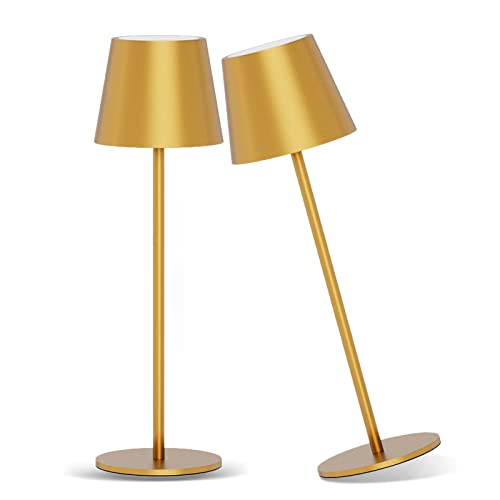 Ralbay 2 Pack Rechargeable LED Table Lamp,Portable Gold Outdoor Table Lamp Waterproof 3W 5000mAh Battery Desk Lamp,Stepless Dimmable Metal Table Light for Outdoor Restaurant Home Patio Light(Gold) Ralbay 2 Pack Rechargeable LED Table Lamp,Portable Gold Outdoor Table Lamp Waterproof 3W 5000mAh Battery Desk Lamp,Stepless Dimmable Metal Table Light for Outdoor Restaurant Home Patio Light(Gold)