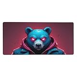 Base stable en caoutchouc antidérapant : le fond en caoutchouc de 3 mm maintient le tapis de souris imprimé ours bleu fermement en place, soutenant le tapis de bureau, le tapis de souris et le tapis de clavier sans mouvement indésirable