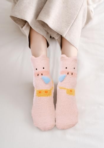 Image of Benefeet Sox Funny Animal Fuzzy Socks for Women Girls - Cute Fluffy Slippers, Cozy Warm Winter Plush Sleeping Socks