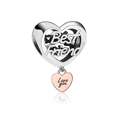 LUXILLA Love You Best friend Heart Charm Silver Charms 925 Sterling Silver fits Bracelets Necklace...