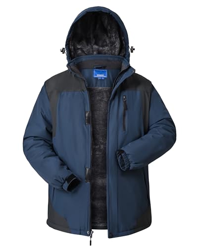 Image of CNBQDD Winter Jackets Mens Skiing Coats Warm Waterproof Ski Snow Coat with Hooded for Cold Weather